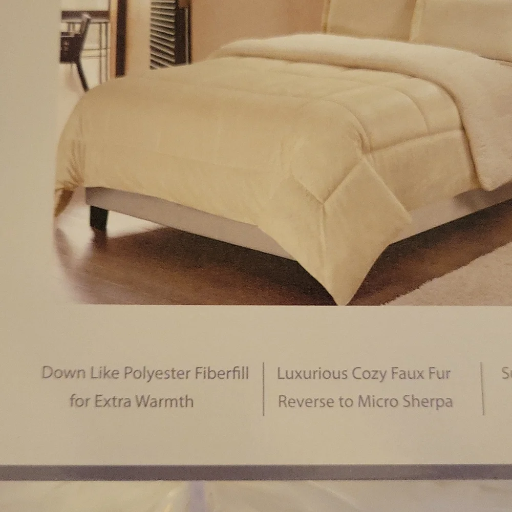 Swift Home Reversible faux fur Sherpa down alternative comforter sham Twin New…